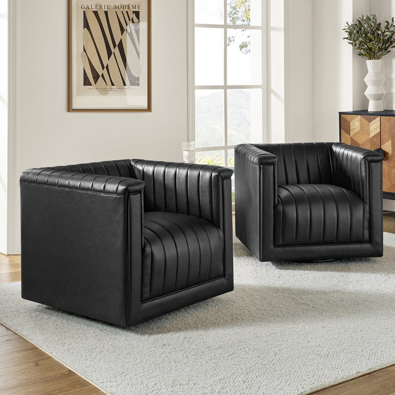 Fauteuil d'appoint Cephus, Similicuir noir