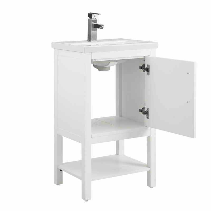 Ensemble de meuble-lavabo simple 20 po Jewell, Blanc / nickel brossé
