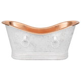 67" Hammered Copper Double Slipper Bathtub With Rings