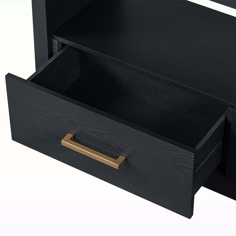 Classic Design Console Table with Three Drawers and Spacious Surface, Black
