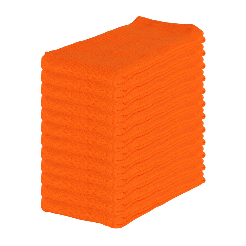 Arkwright 100% Cotton Huck Cleaning Towels 16x26, Orange