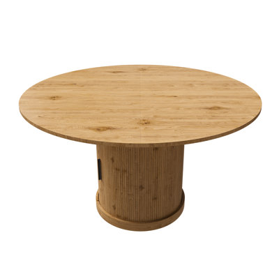 Organic Modern Extendable Dining Table Set with Storage, Solid Wood Cane Chairs