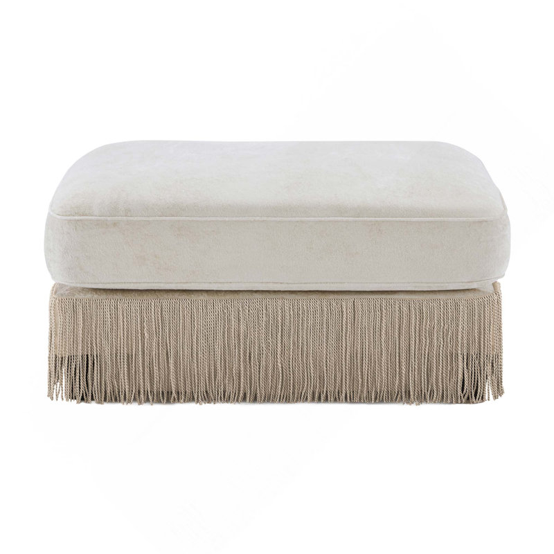 Repose-pieds rembourré en velours Chesterfield, Beige