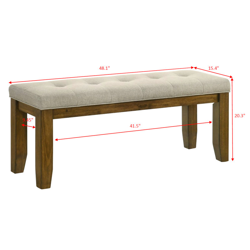 Traditional 1Pc Bench With Soft Neutral Fabric For Dining Room, Enchantment, 32 Lb Massiveness Upholstery 47.6" Dimension
