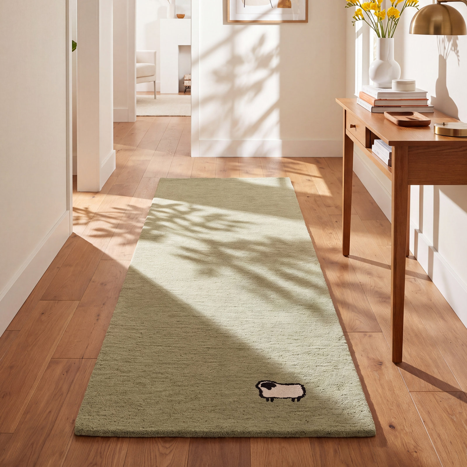 Racheal Light Green Hand-Tufted Wool Rug, Runner 2'3" x 8'
