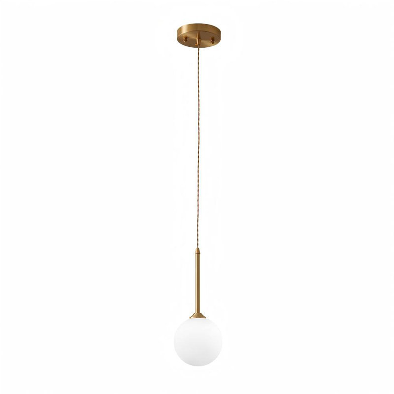 1-Light Opal Glass Globe Pendant Light 