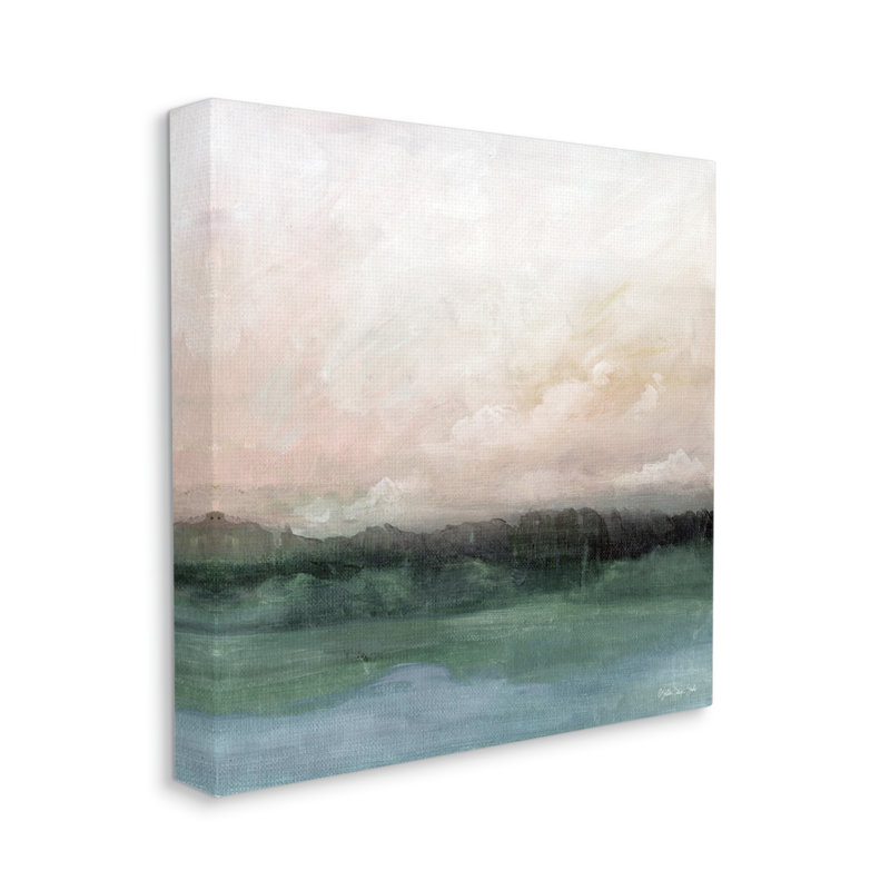 «Rocky Sea Scenic View Impressionist Sublime Cloudy Skies», estampe numérique encadrée noire, art texturé par Stellar Design Studio