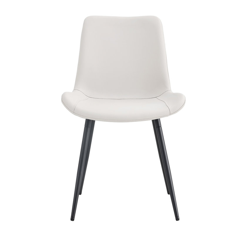 White Artificial Leather Backrest Cushion Dining Chair