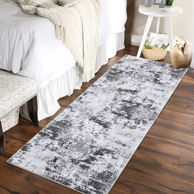 Washable Area Rug Modern Abstract Carpet with Non-Slip Backing, Stain-Resistant Low Pile Floor Rug, Easy Cleaning Foldable Indoor Mats for Bedroom, Living Room, Office