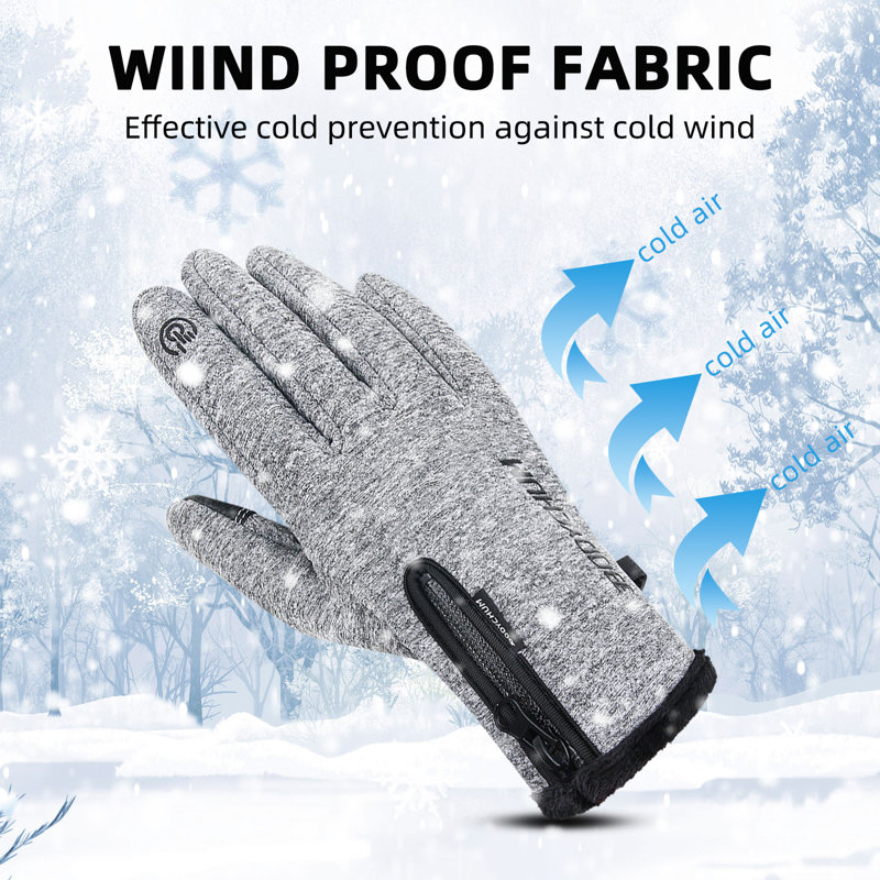 Gants de ski en peluche pour hommes Gants chauds pour l'hiver, XL