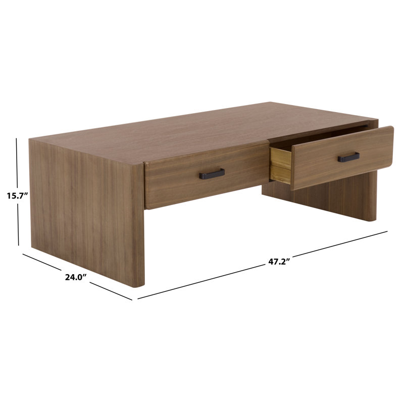 Table basse à 2 tiroirs Wynnrosa, Noyer