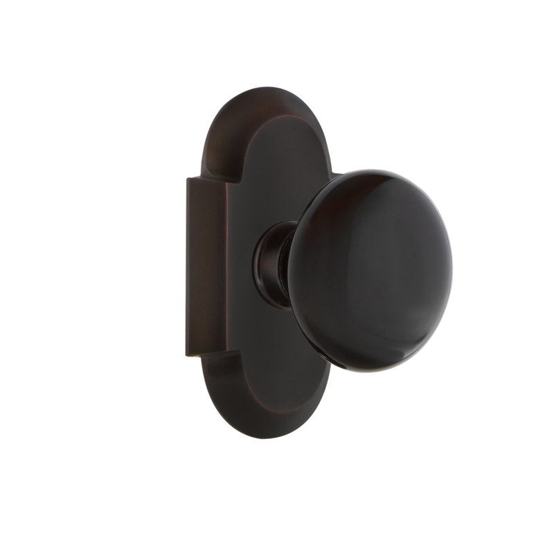 Cottage Plate with Black Porcelain Door Knob, Timeless Bronze, 2-3/8"