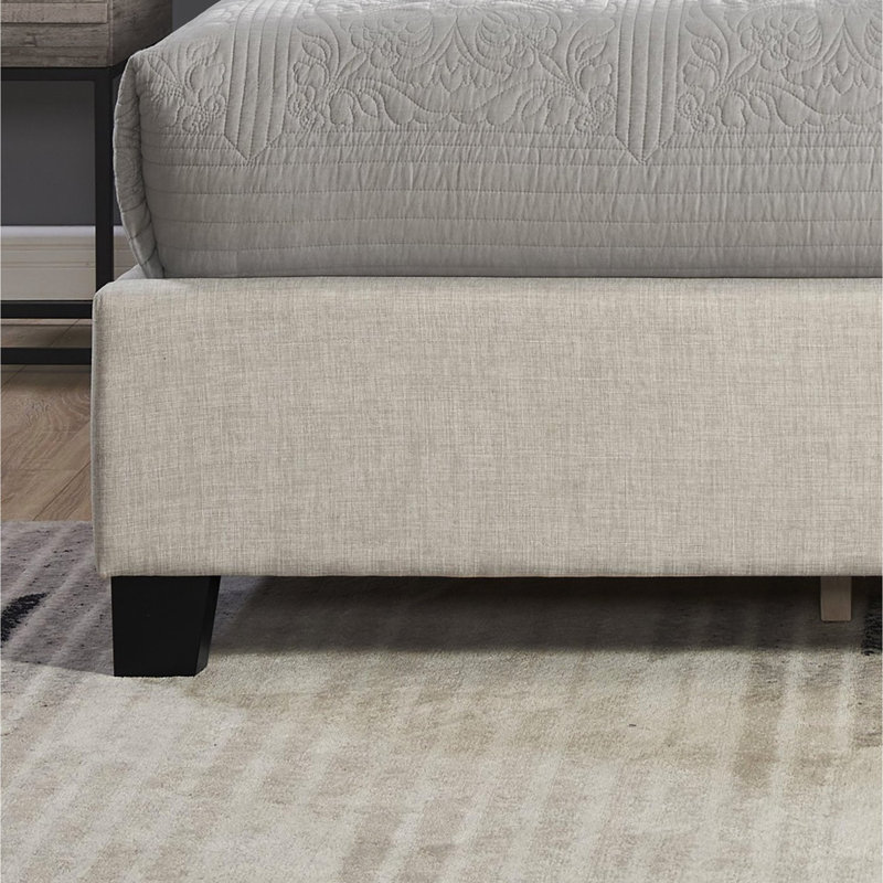 Grand lit rembourré avec capitonnage à boutons, lin beige - luxueuse chambre à coucher luxueuse