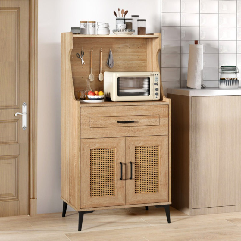 Armoire à café avec panneau perforé, tiroir de rangement et tablette réglable