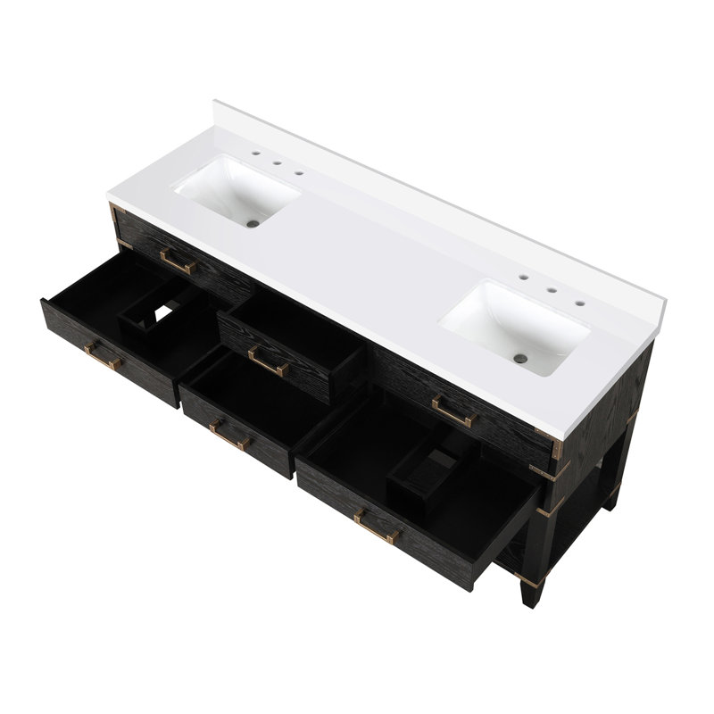 Double Bath Vanity with Quartz Top, Black