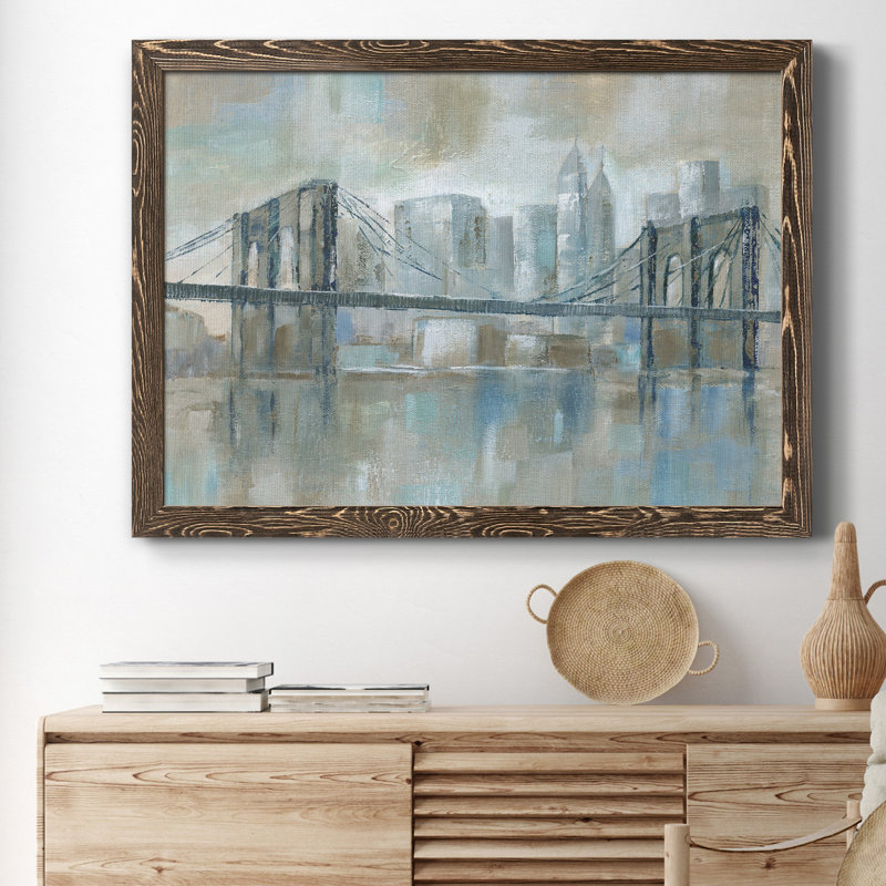 East River Wonder - Cadre photo, reproduction d'art sur papier, H 37,5 po x l 27,5 po x P 1,5 po, Noyer