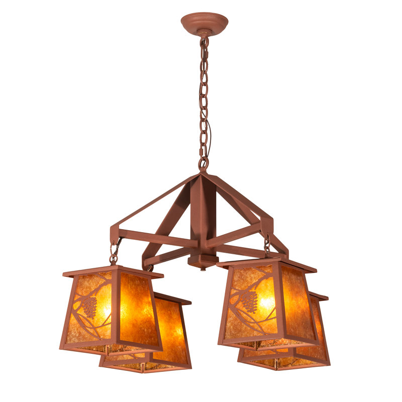 Rustic Lodge 4 - Light Chandelier, Rust