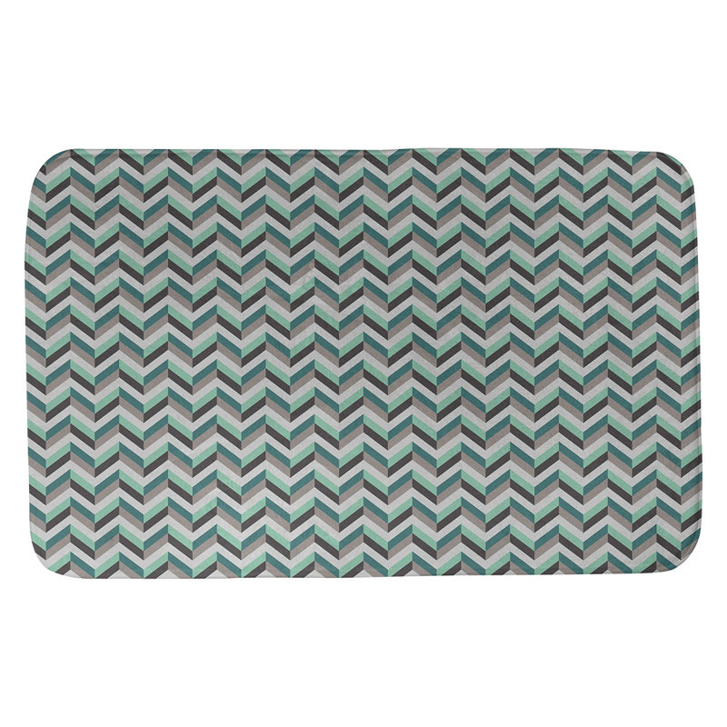 Tapis pour salle de bain à chevrons pastel Leffel, l 17 po x L 24 po, Jaune