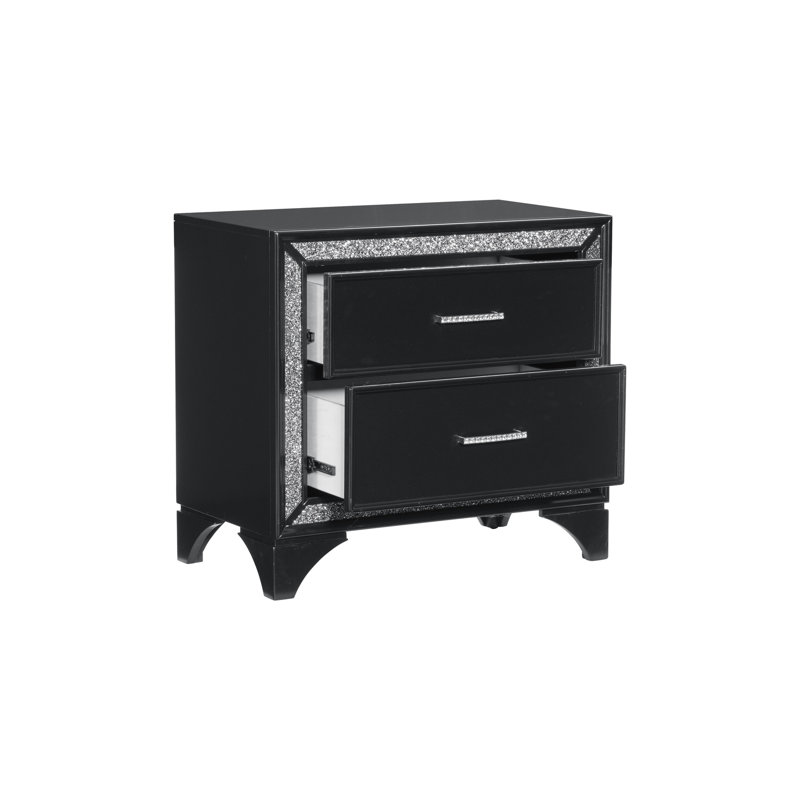 Ensemble de chambre avec très grand lit plateforme 6 pièces, Noir