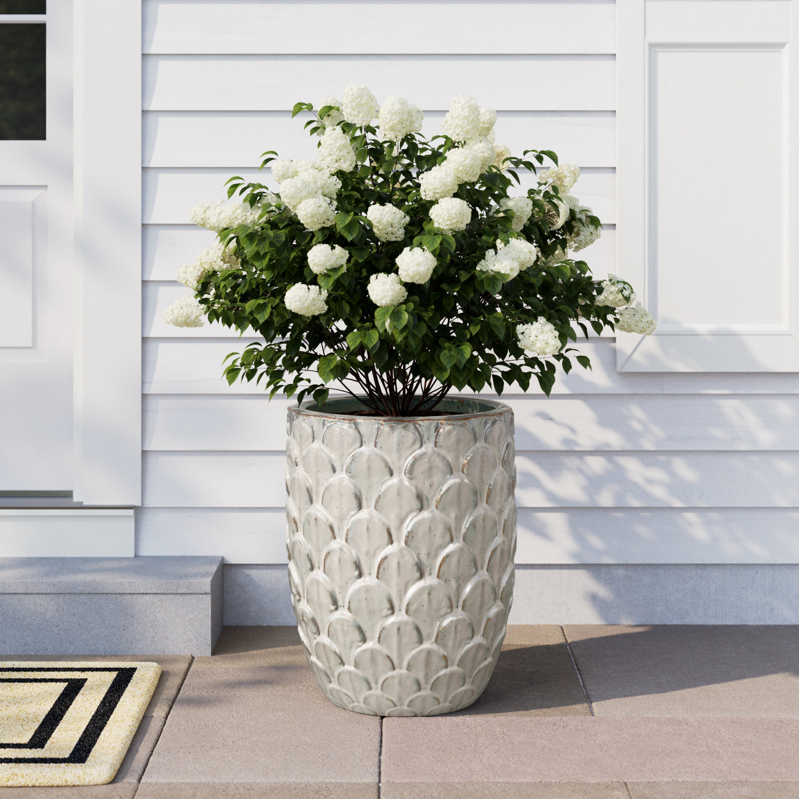 Handmade Ceramic Pot Planter, 22" H x 17" W x 17" D, Gray