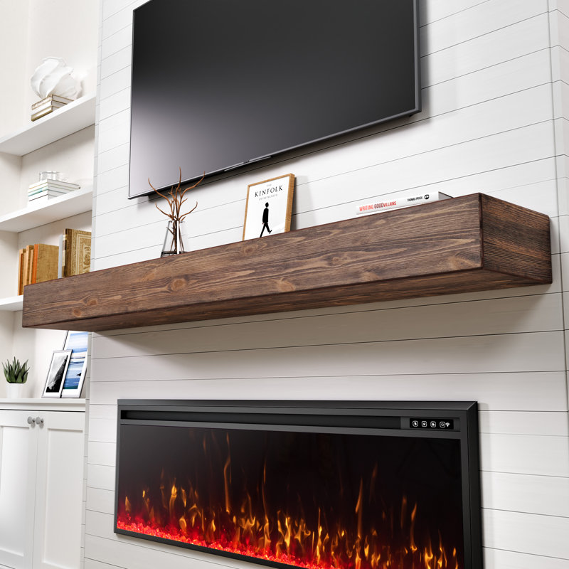 Fireplace Mantel, 72", Dark Brown Wood