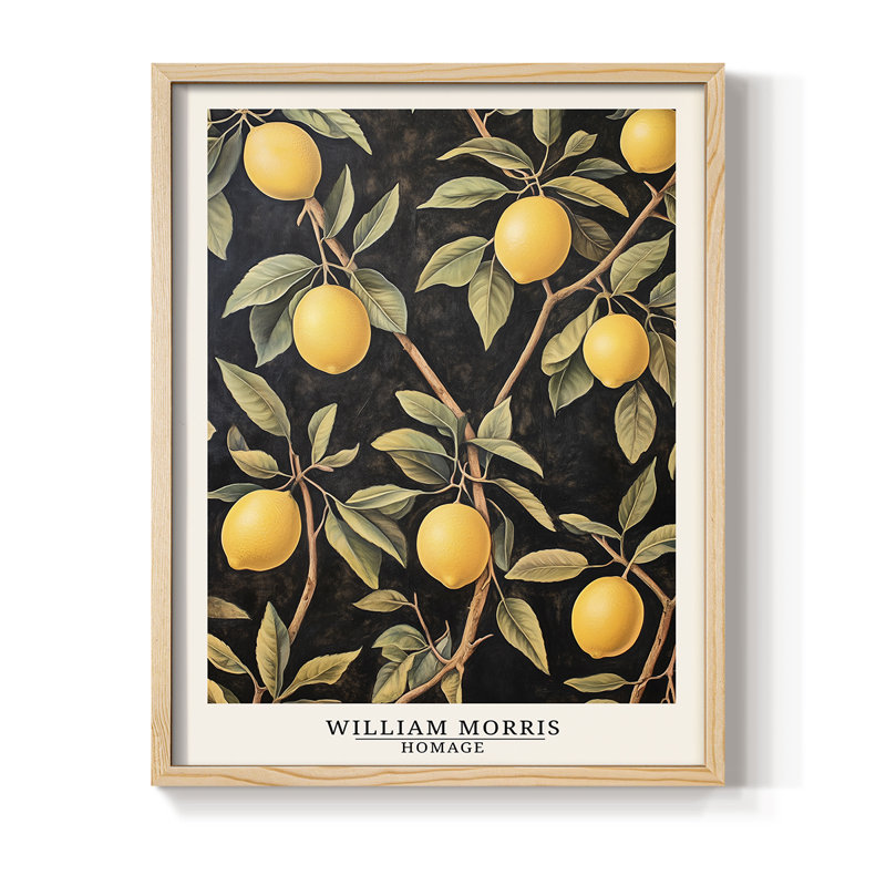 WM MORRIS Series DCLVI Framed Print - Solid Wood, Natural, 11" H x 9" W