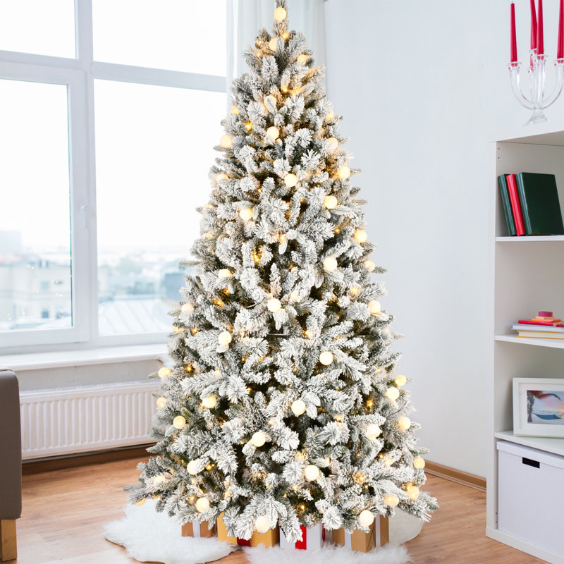 Arbre de Noël enneigé à flocons de neige avec fil mémoire pour fêtes d'hiver