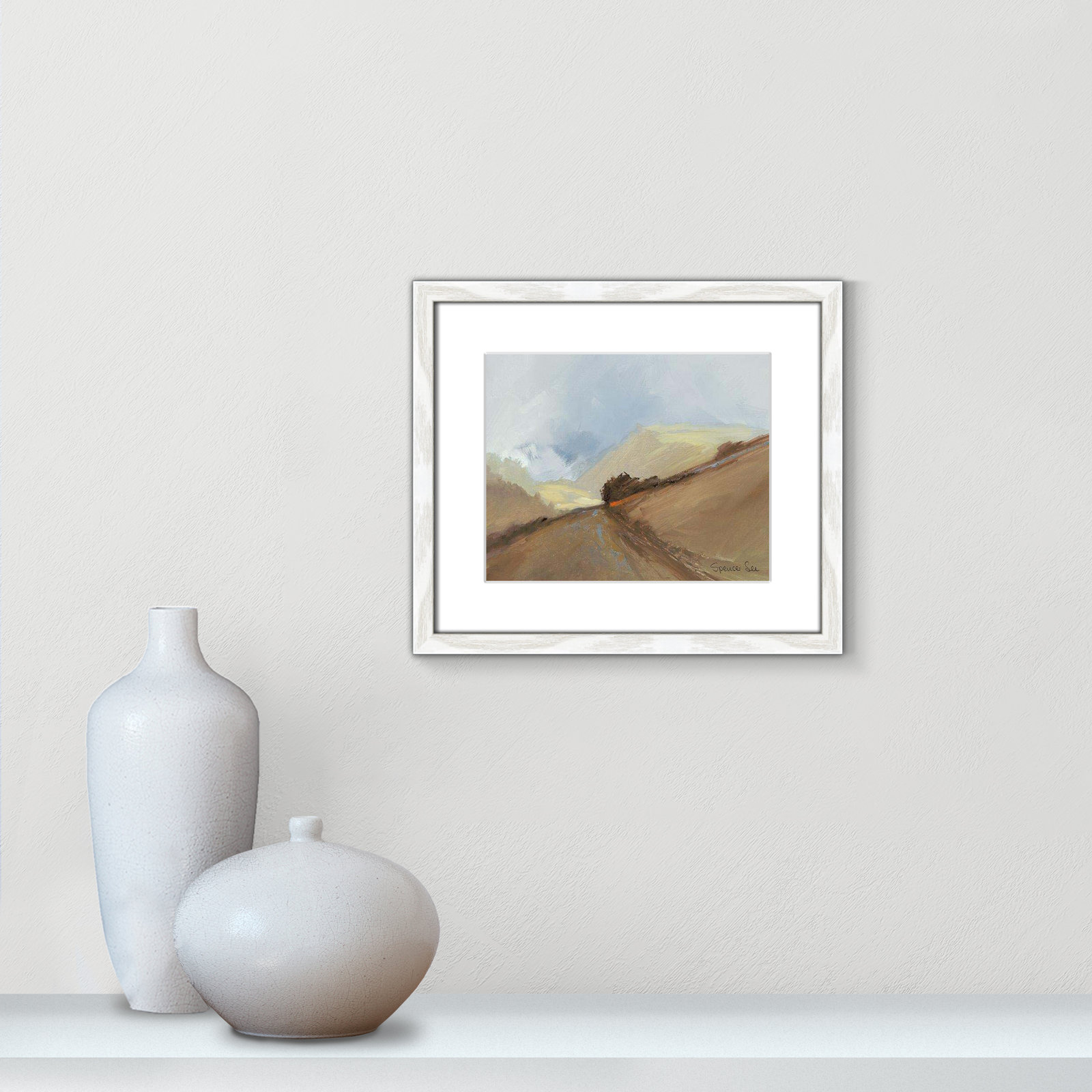 Heaven And Earth II by Spencer Lee, 13" H x 15" W x 0.75" D, White Framed