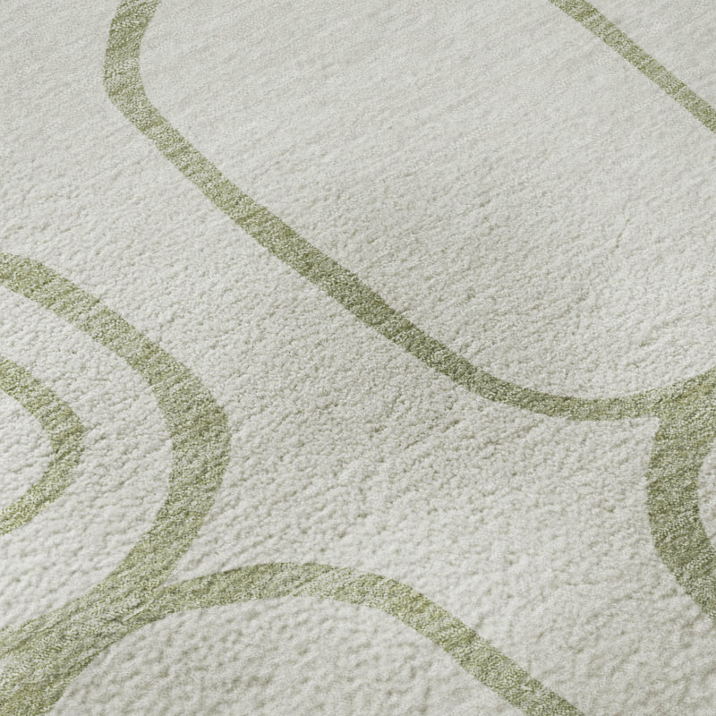 Tapis géométrique lavable à la machine de qualité supérieure Mayfield AMF2344, Aloès, 9 pi x 12 pi