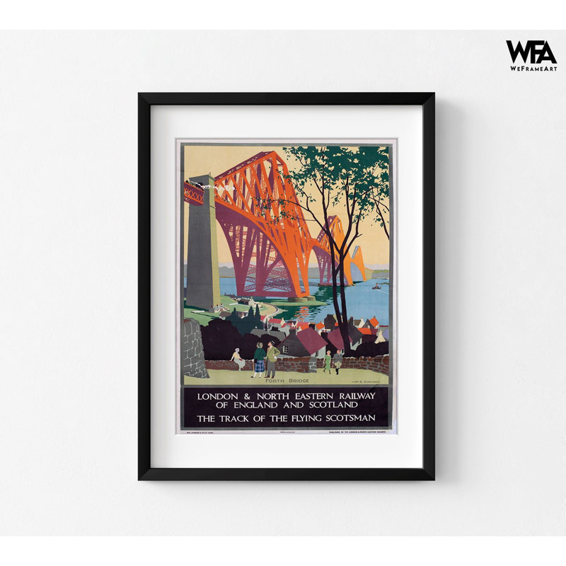 Affiche écossaise, voyage, Écosse, H 16 po x l 12 po, Reproduction encadrée avec passe-partout, Noir, noir, noir, noir
