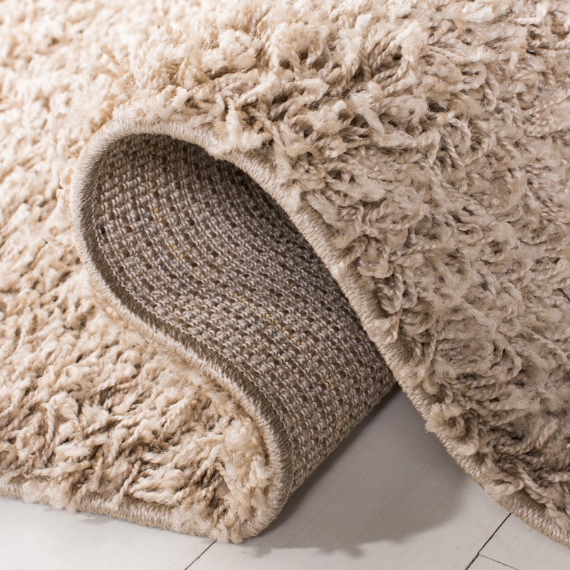 Athens Beige Synthetic Shag Runner Rug 2'3" x 8'