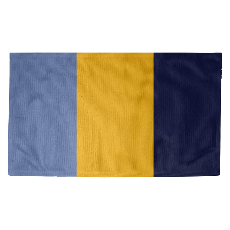 Tapis bleu/jaune/bleu rayé, Rectangle 5 pi x 3 pi