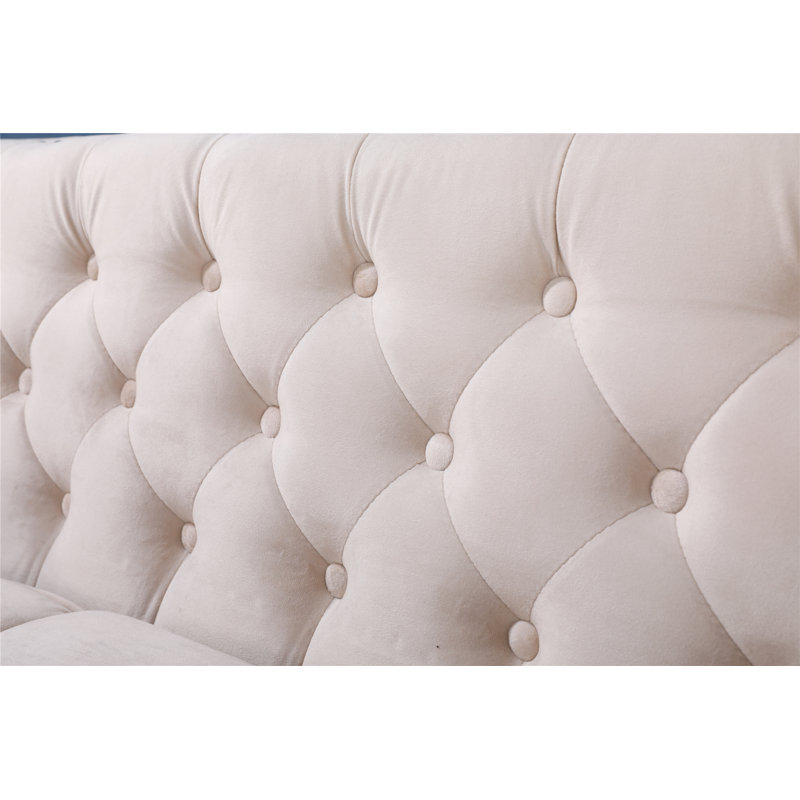 Causeuse rembourrée Vanida, Velours beige