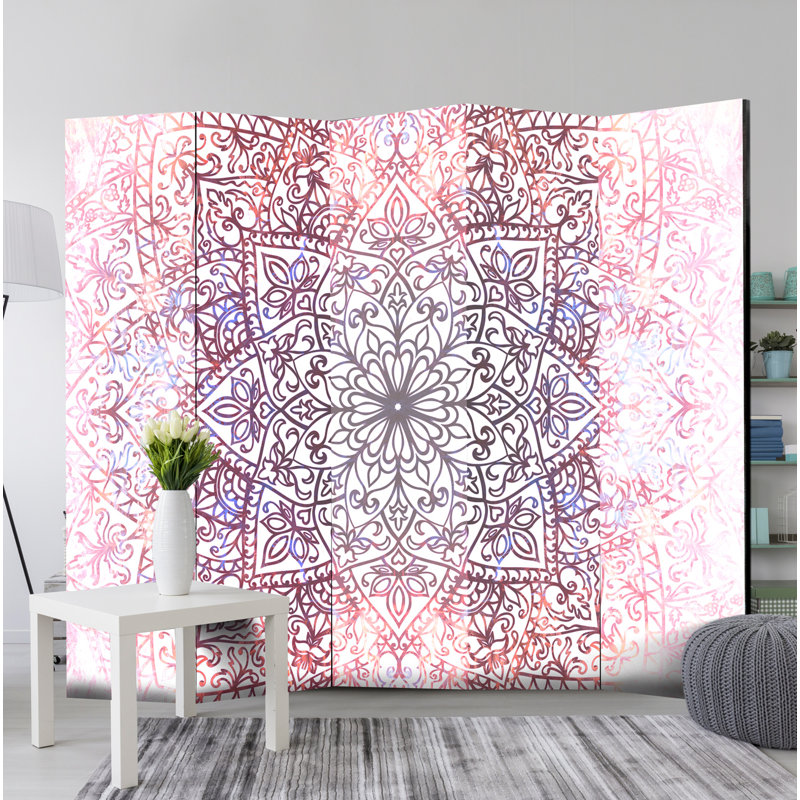 Isla 172cm H Solid Wood Folding Room Divider, 5, Pink