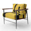 Fauteuil d'appoint Compson Glam Dancing Shape I - Velours rembourré moderne noir et jaune-707941515