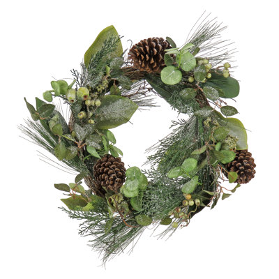 24" Pine Berry Cone Plastic Wreath