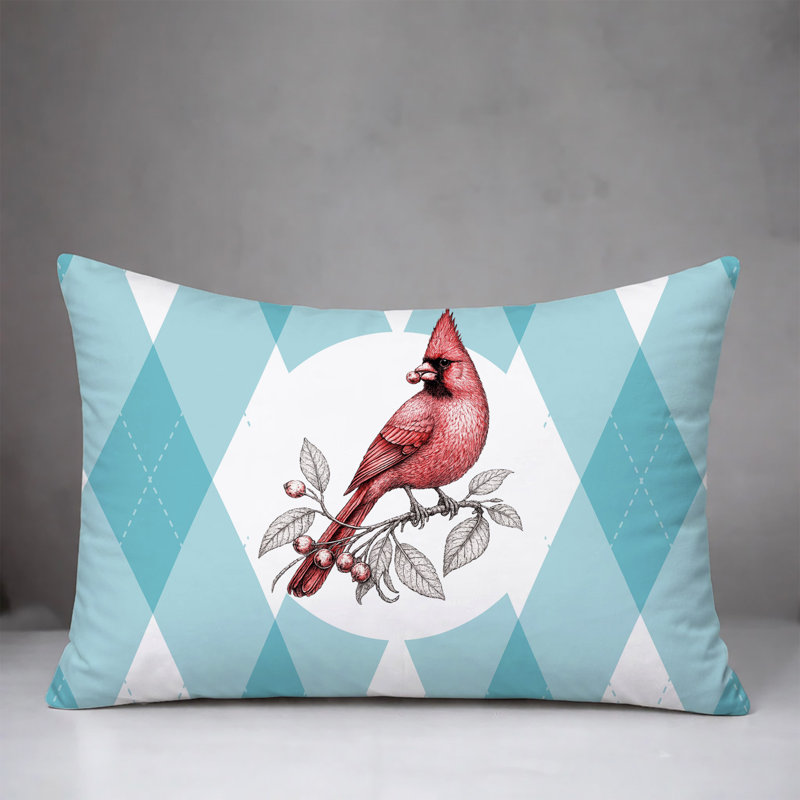 Oreiller réversible intérieur / extérieur Red Cardinal, 25 x 18, Sarcelle