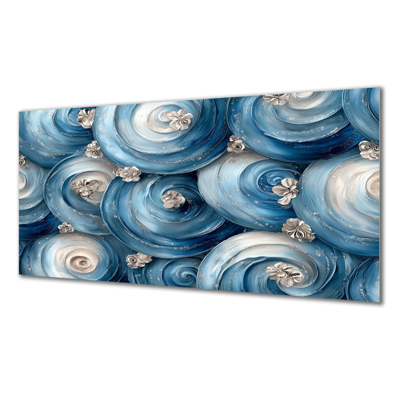 Céleste harmonie de motif côtier - reproduction d'art moderne en métal, spirales abstraites, art mural en métal