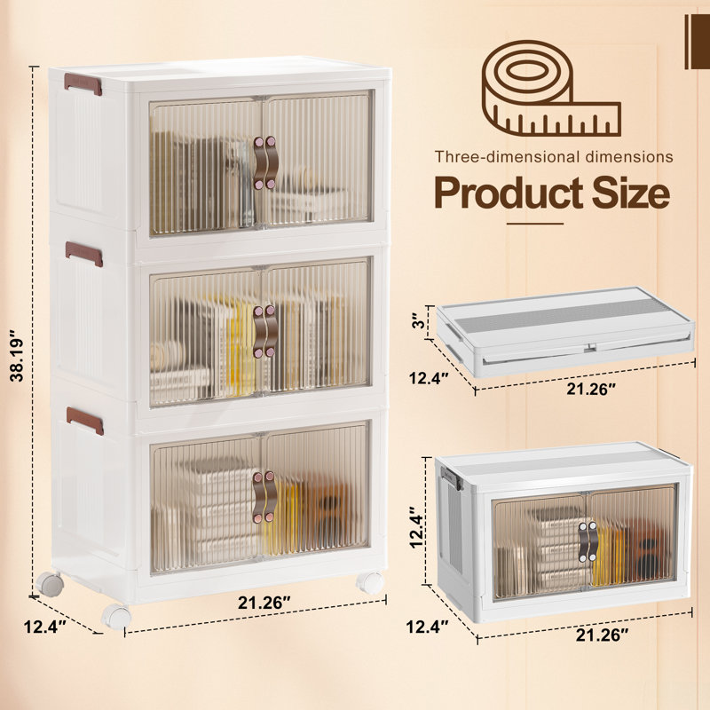 Einar Stackable Foldable Storage Bins With Lid And Wheels