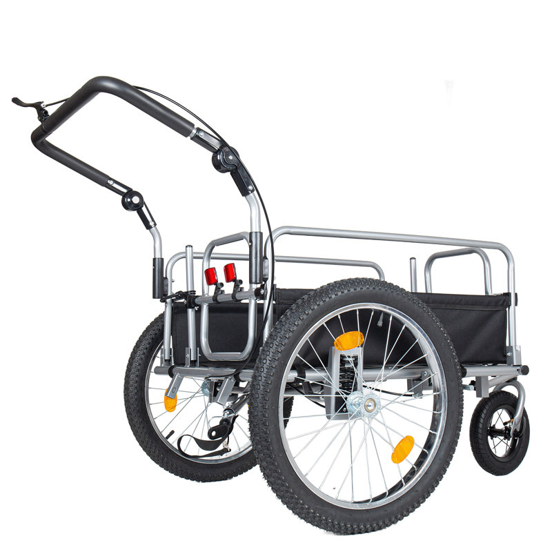 Remorque 3-en-1 convertible pour vélo utilitaire robuste avec pneus de 20 po x 2,6 po, structure en acier, noir