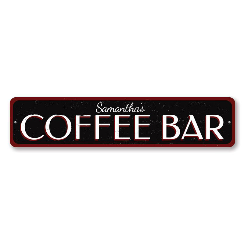 Plaque en aluminium Coffee Bar, H 4 po x l 18 po x P 0,04 po
