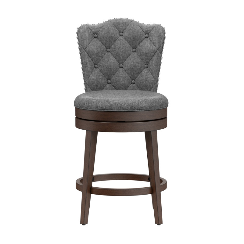 Marthasville Swivel Upholstered Counter Stool, Counter Stool (26.5" Seat Height), Smoke Gray
