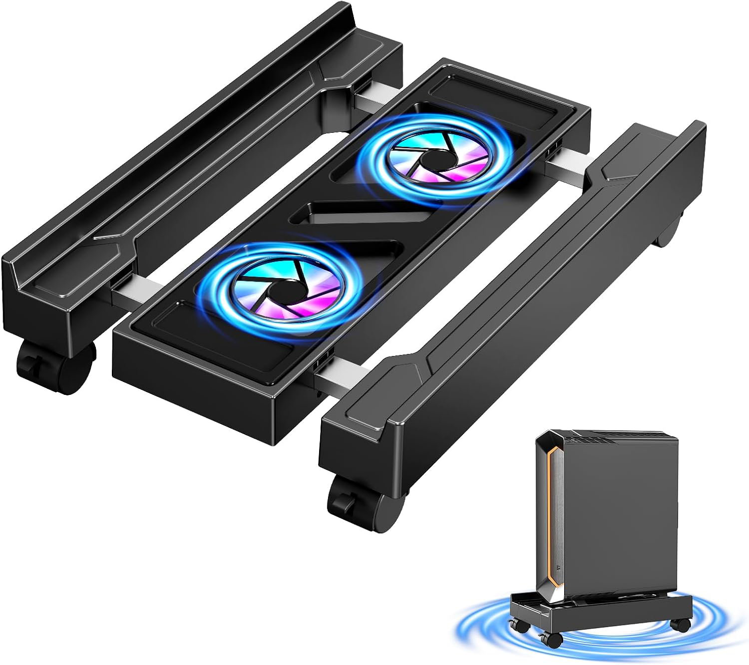 caimen Adjustable CPU Stand With Cooling Fan, Under Desk PC Tower ...