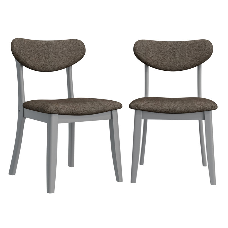 Chaise de salle à manger Dumfries grise avec pieds en bois massif gris (ensemble de 2)
