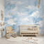 Abstrait abstrait Cloudscape aquarelle ciel or oiseaux amovible-129175027-129175028