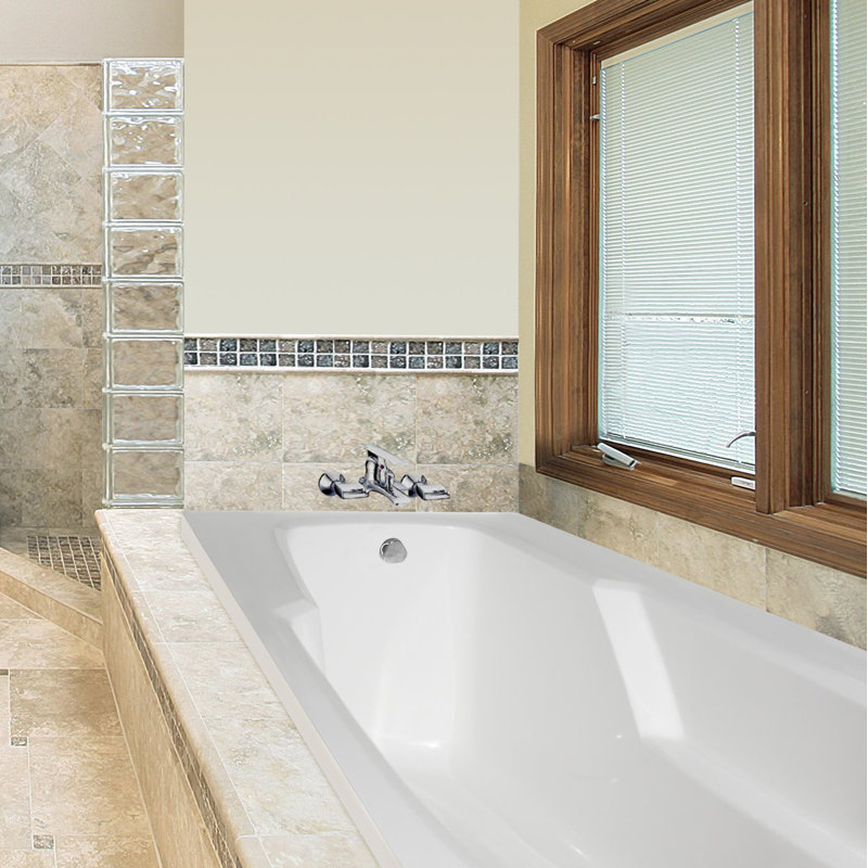 Entre 66'' L Bathtub, Biscuit, Satin Nickel