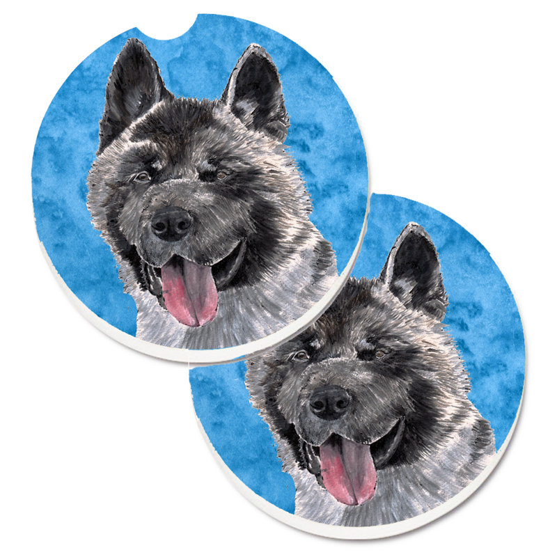 Sous-verre barbu collie voiture, Akita gris
