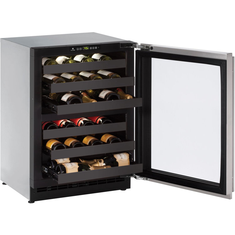 U-Line Dual Zone 23.62'' Built-In 43 Bottle Wine Refrigerator with Reversible Door