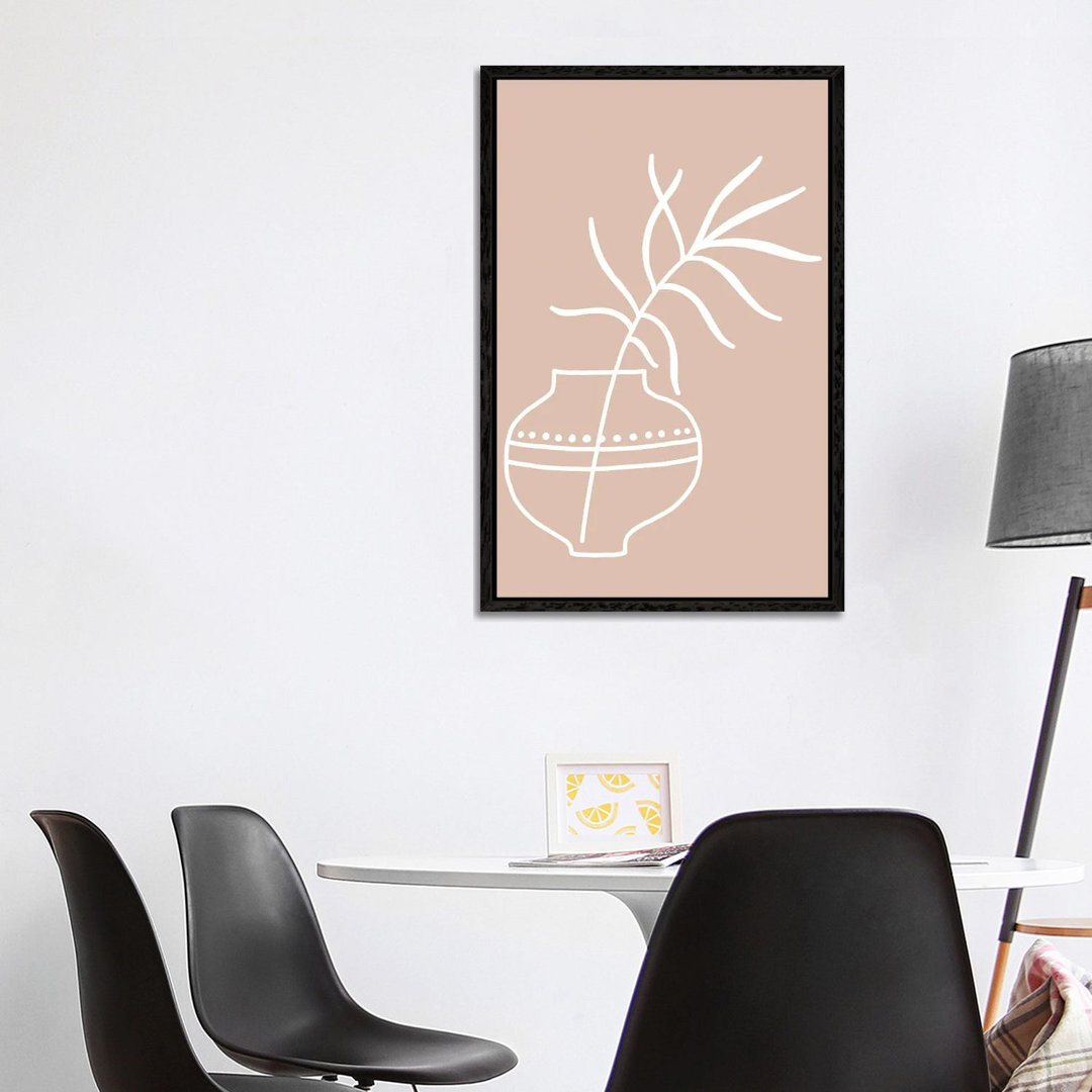 Inspired Pink Plant Silhouette Line Boho von Pixy Paper - Gallery-Wrapped Canvas Giclée on Canvas