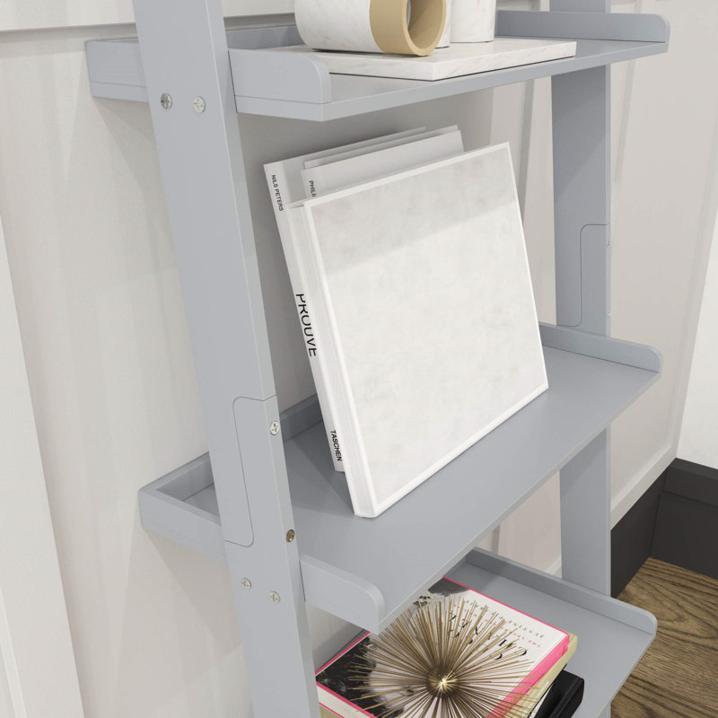 189cm H x 56cm W Ladder Bookcase, Grey